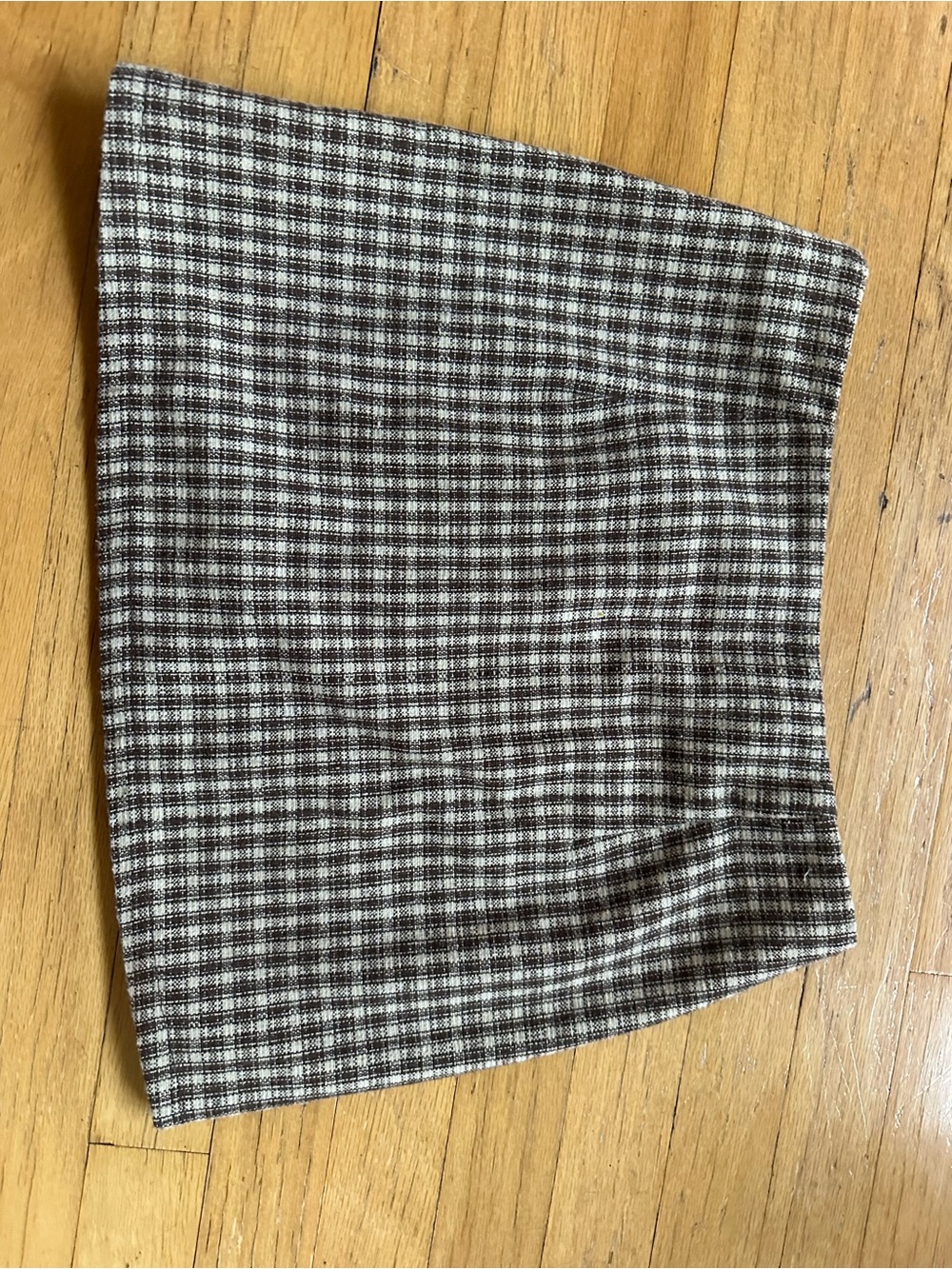 Reformation Brown and Cream Mini Skirt - Gingham Check